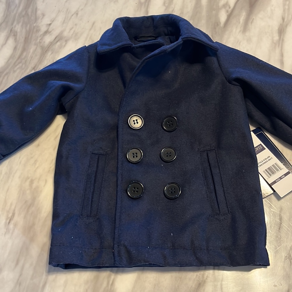 NWT Navy blue pea coat 18m